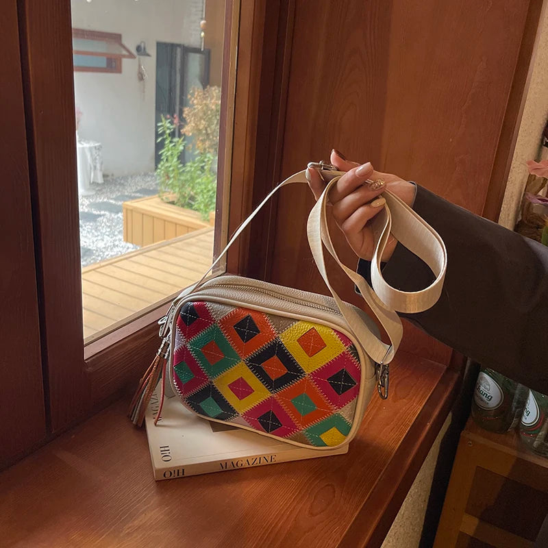 Kleine Bunte Ledertasche – Luxus Damen Handtasche, Crossbody & Schultertasche in Hochwertiger Verarbeitung