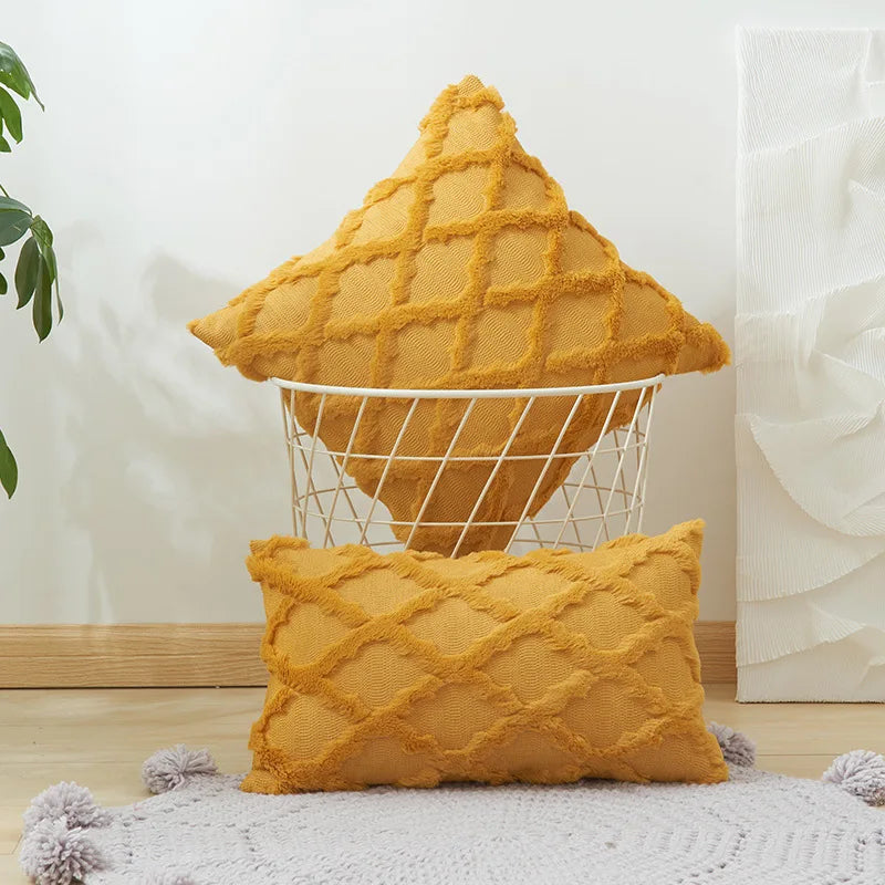 Weiche Plüsch-Wollkissenbezüge | Luxus Stil Kissenhüllen | Europäische Dekoration für Sofa & Schlafzimmer | Creme & Khaki Weihnachten Kaufschwan® Gelb 30x50cm 1pcs cover