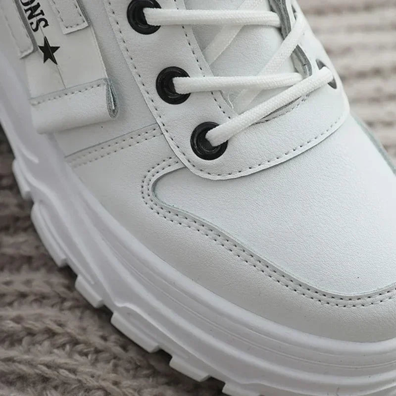Damen Winter Schneestiefel – Warme High-Top Plateau Sneakers | Kunstfell Gefütterte Knöchelstiefel Größe 45