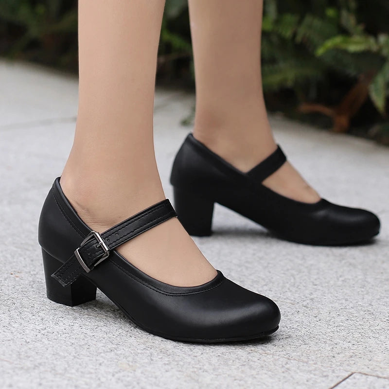 Damen Pumps mit Blockabsatz – Runde Spitze & 5 cm Absatz | Elegante Business-Schuhe für Büro & Karriere Kaufschwan®