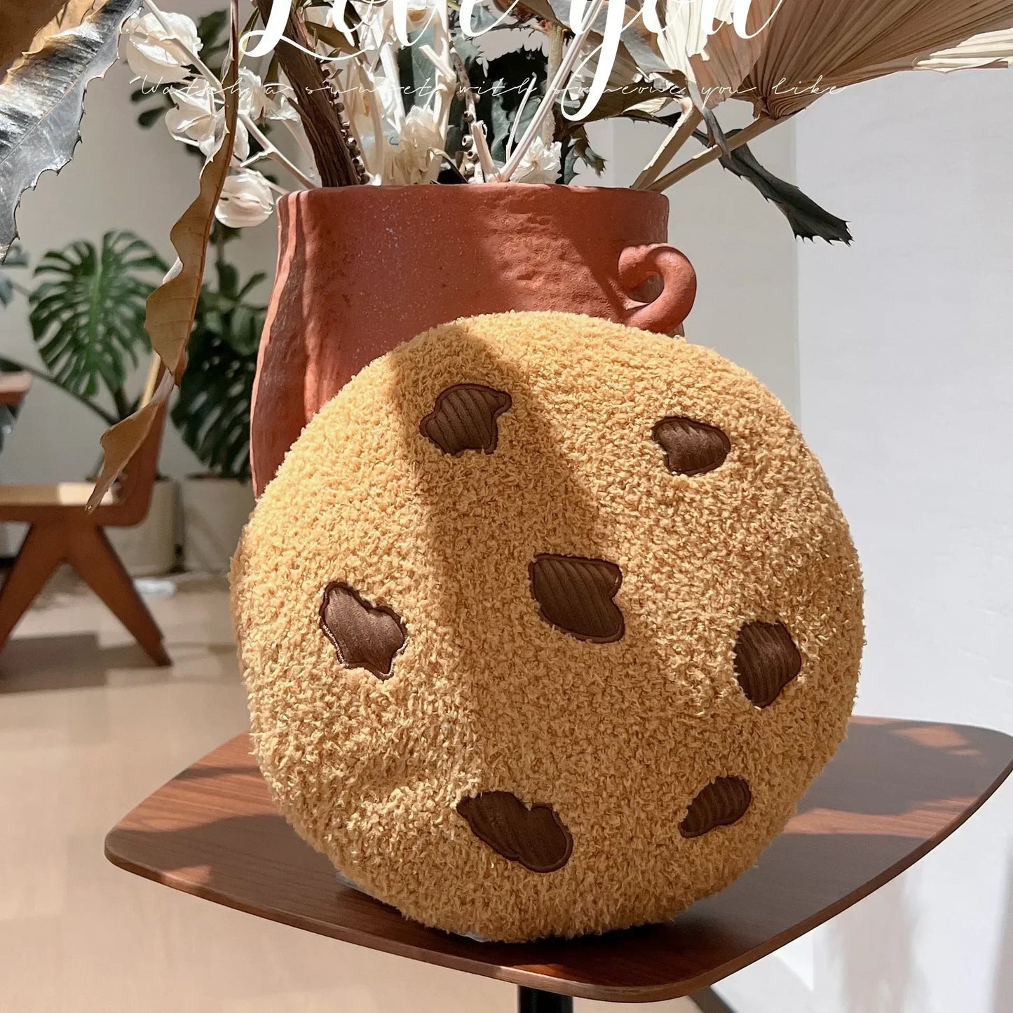 Keks Kissen | Schokoladenstückchen Keks Plüschkissen | Rundes Kissen für Boden, Sofa, Schlafzimmer Dekor & Geschenk Kaufschwan®