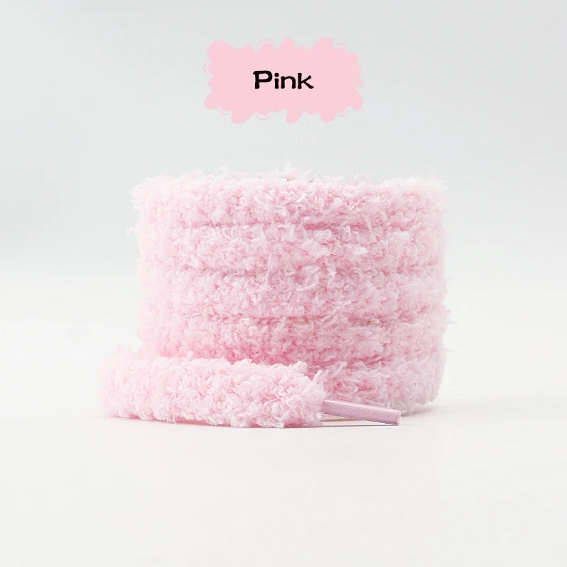 Plüsch Runde Schnürsenkel – 1cm Breite Weiche Laces für Sneaker & Freizeitschuhe | Verschiedene Längen 80/100/120/140/160cm Kaufschwan® Rosa 160cm
