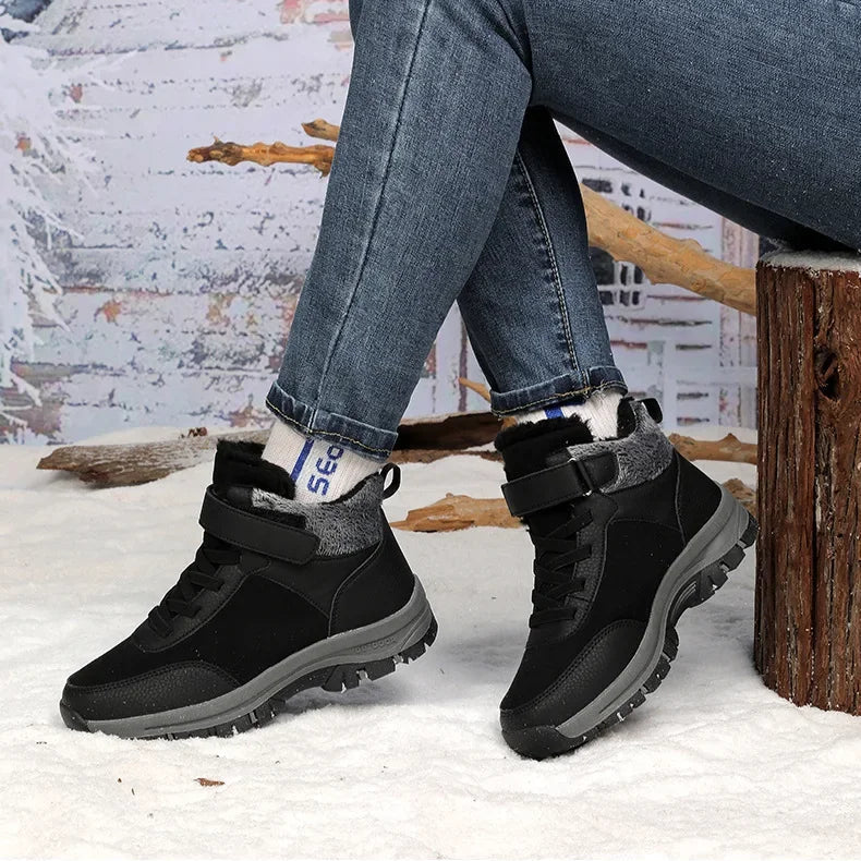 Gefütterte Winterstiefel für Damen & Herren – Wasserdichte Outdoor Schneestiefel | Rutschfeste Kurzschaft-Bergschuhe mit Warmem Fleecefutter Kaufschwan®