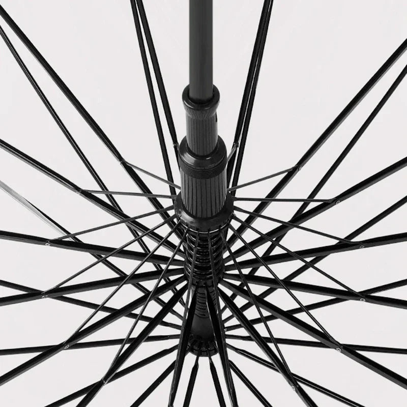 Transparenter Regenschirm – Windfester 16-Streben Langgriff-Schirm für Damen, Wasserdichter Großer Halbautomatischer Regenschirm