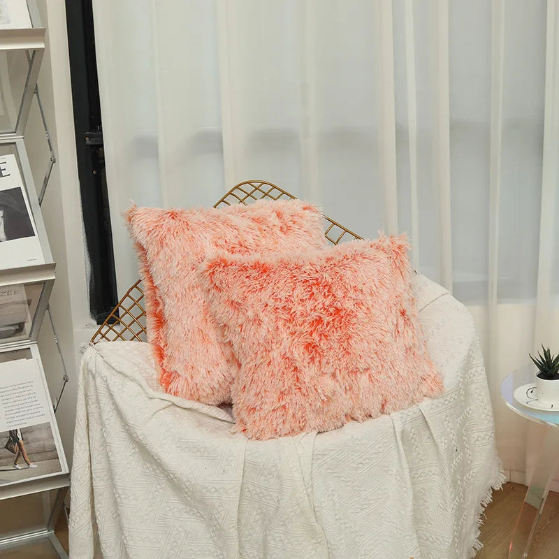 Luxuriöser Kunstfell Kissenbezug | Super Weich Flauschiger Bezug für Sofa, Bett, Stuhl & Wohnzimmer Dekor Kaufschwan® Orange 45x45cm