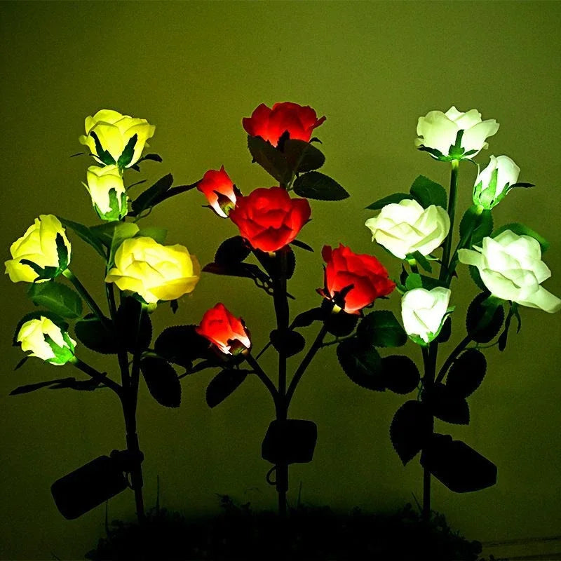 5-Köpfe Rosen Rasenlampe Solarlichter – Außen Dekorative Solar Gartenleuchten für Hof, Terrasse, Garten & Hochzeit Kaufschwan®