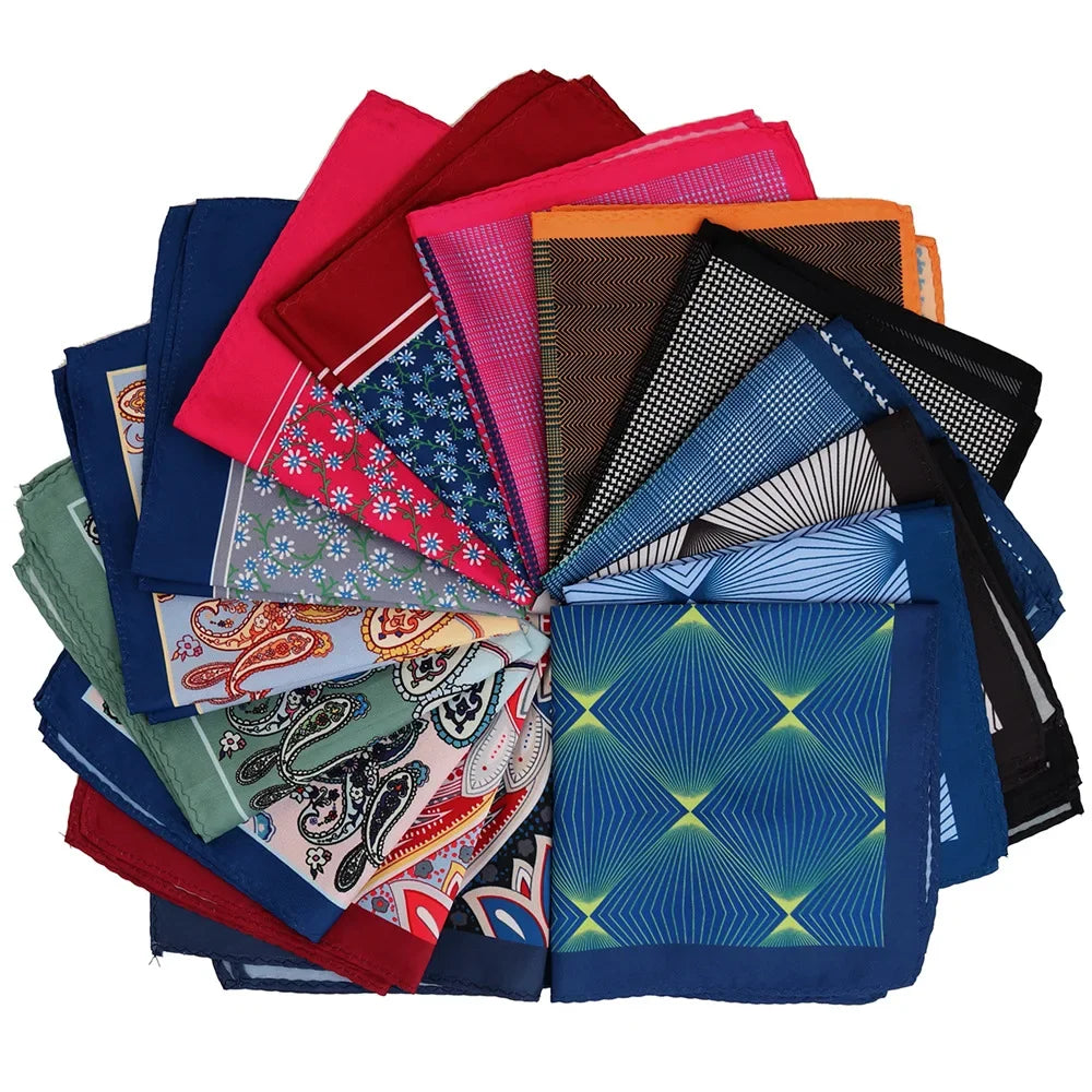 Großes 30×30CM Herren Einstecktuch – Mehrfarbig Bedruckt mit Blumen-, Paisley-, Hahnentritt- & Geometrischem Muster Kaufschwan®