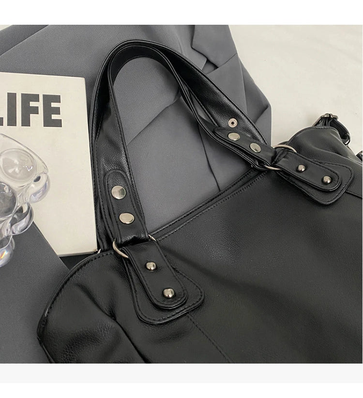 Damen Schultertasche – Hochwertige Kunstleder Handtasche mit Kontrastfarben | Weiches Innenfach & Reißverschluss Kaufschwan®