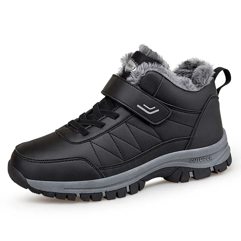 Herren Winterstiefel – Wasserdichte PU-Leder Schneestiefel | Gefütterte Rutschfeste Hohe Arbeits- & Freizeitschuhe Kaufschwan®