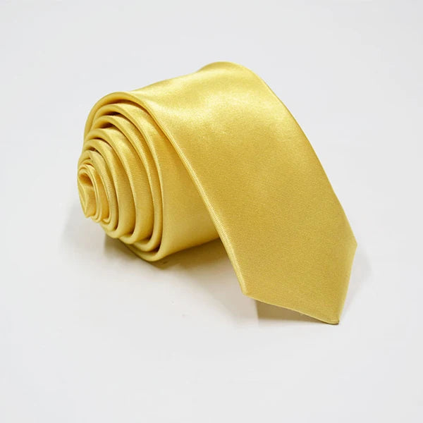 Herren Schmale Krawatte – 38 Farben Polyester-Krawatte | Elegante Einfarbige Cravate für Business, Büro & Formelle Anlässe Kaufschwan® Goldgelb