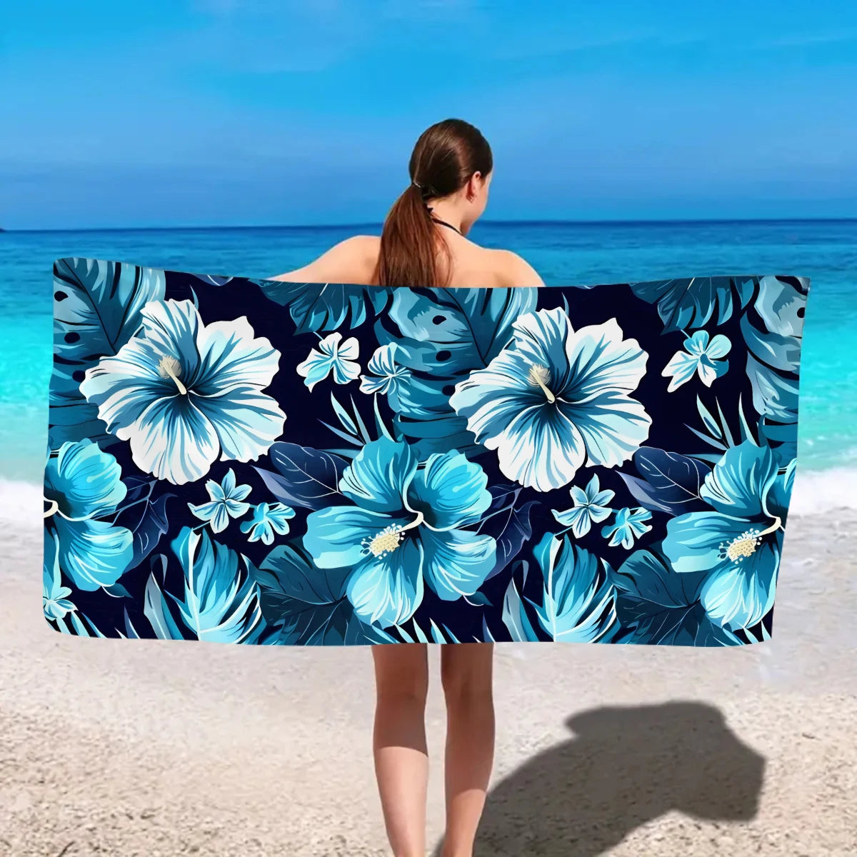 Tropisches Blumen Strandtuch – Schnell Trocknendes & Saugfähiges Mikrofaser Handtuch | Leichtes Reisehandtuch für Sport, Yoga, Schwimmen & Camping