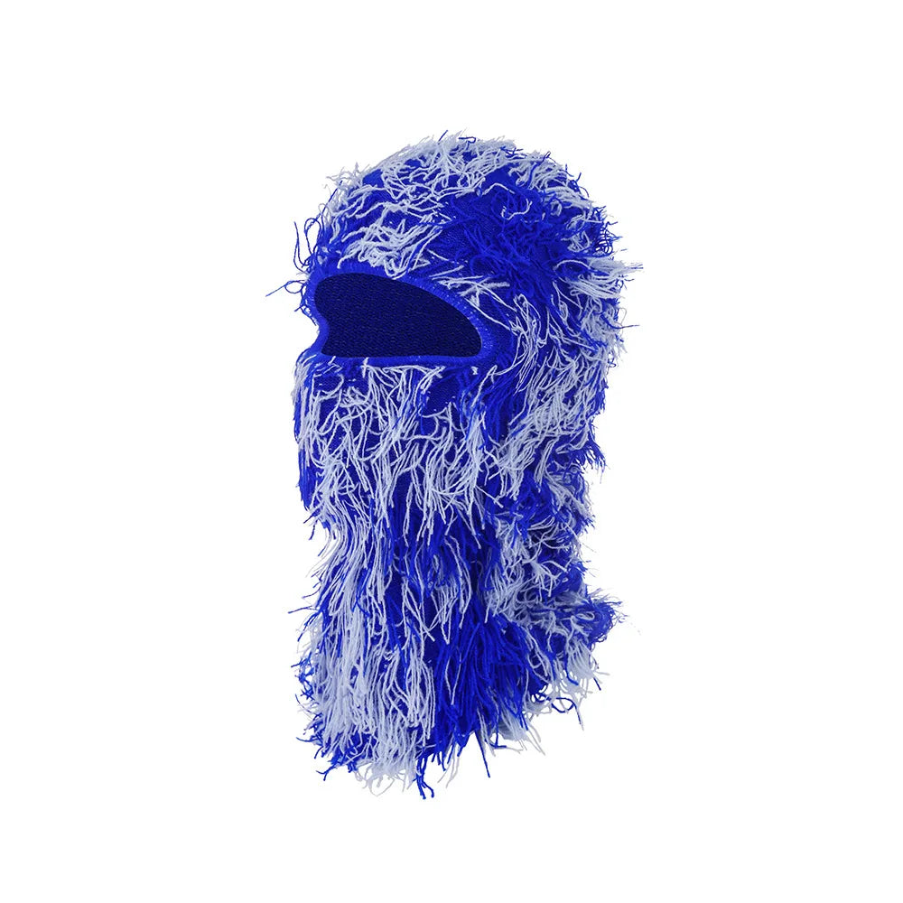 Motorrad Hip-Hop Balaclava – Gestrickte Vollgesichts-Skimütze im Used-Look | Damen Outdoor Camouflage Fuzzy Beanie Wintermütze