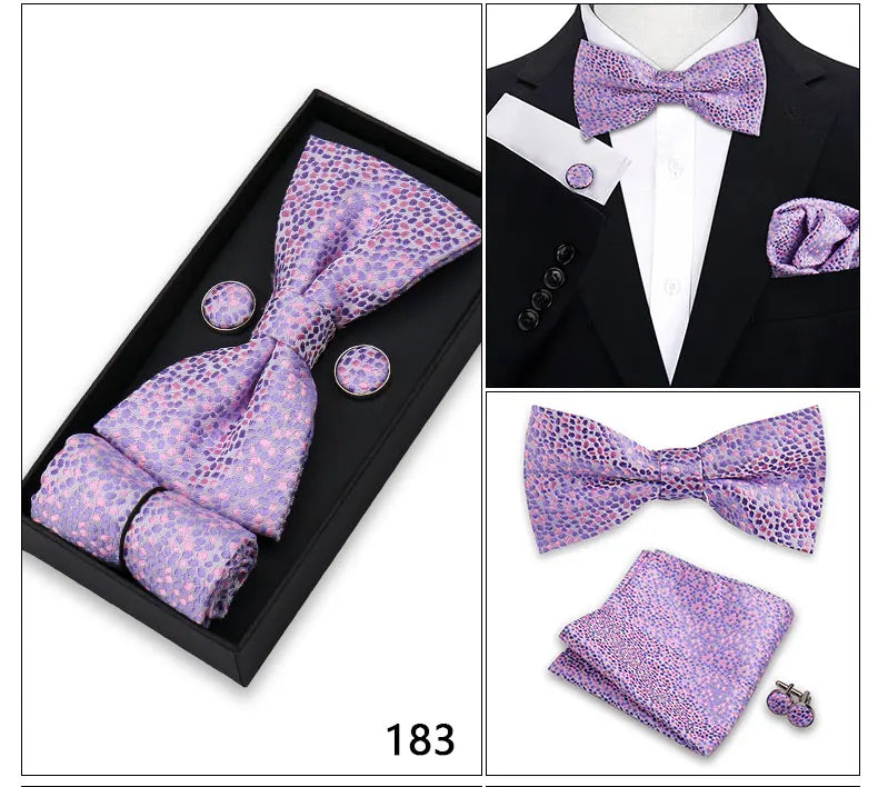 Herren Fliegen-Set – 3-teiliges Geschenkset mit Fliege, Einstecktuch & Manschettenknöpfen | Elegantes Rotes Accessoire für Business & Hochzeit Kaufschwan®