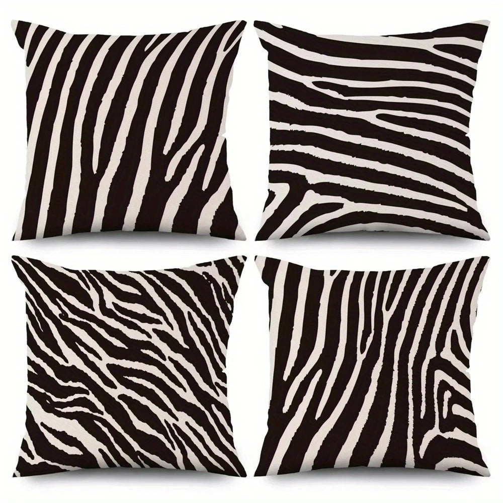 Schwarz-Weiß Zebra Muster Kissenbezüge | Dekorativer Bezug für Sofa, Auto & Schlafzimmer Kaufschwan®