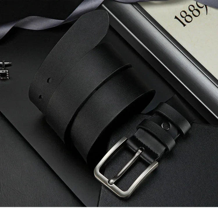 Luxus Herren Gürtel aus PU-Leder – Quadratische Metallschließe | Business & Freizeit Designer Gürtel für Jeans & Anzüge