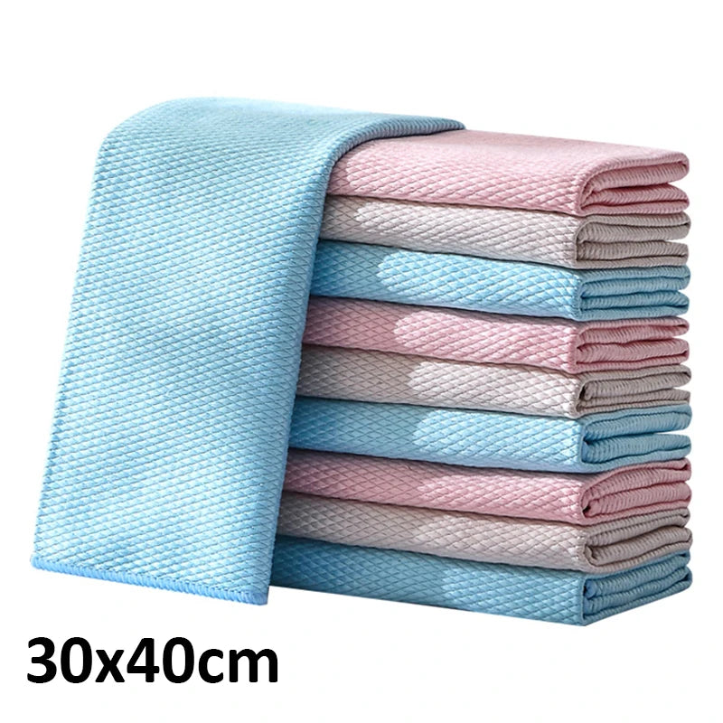 Mikrofaser Fischschuppen Spültücher – Super Saugfähige Ölabweisende Küchen Reinigungstücher | Glas- & Fensterwischtücher für Haushalt Kaufschwan® 30x40cm 1 Stück