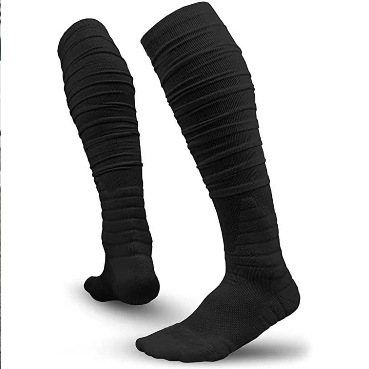 1 Paar Scrunch Fußballsocken – Rutschfeste Extra Lange Sportsocken für Herren | Fußball, Rugby & Training Kaufschwan® Schwarz