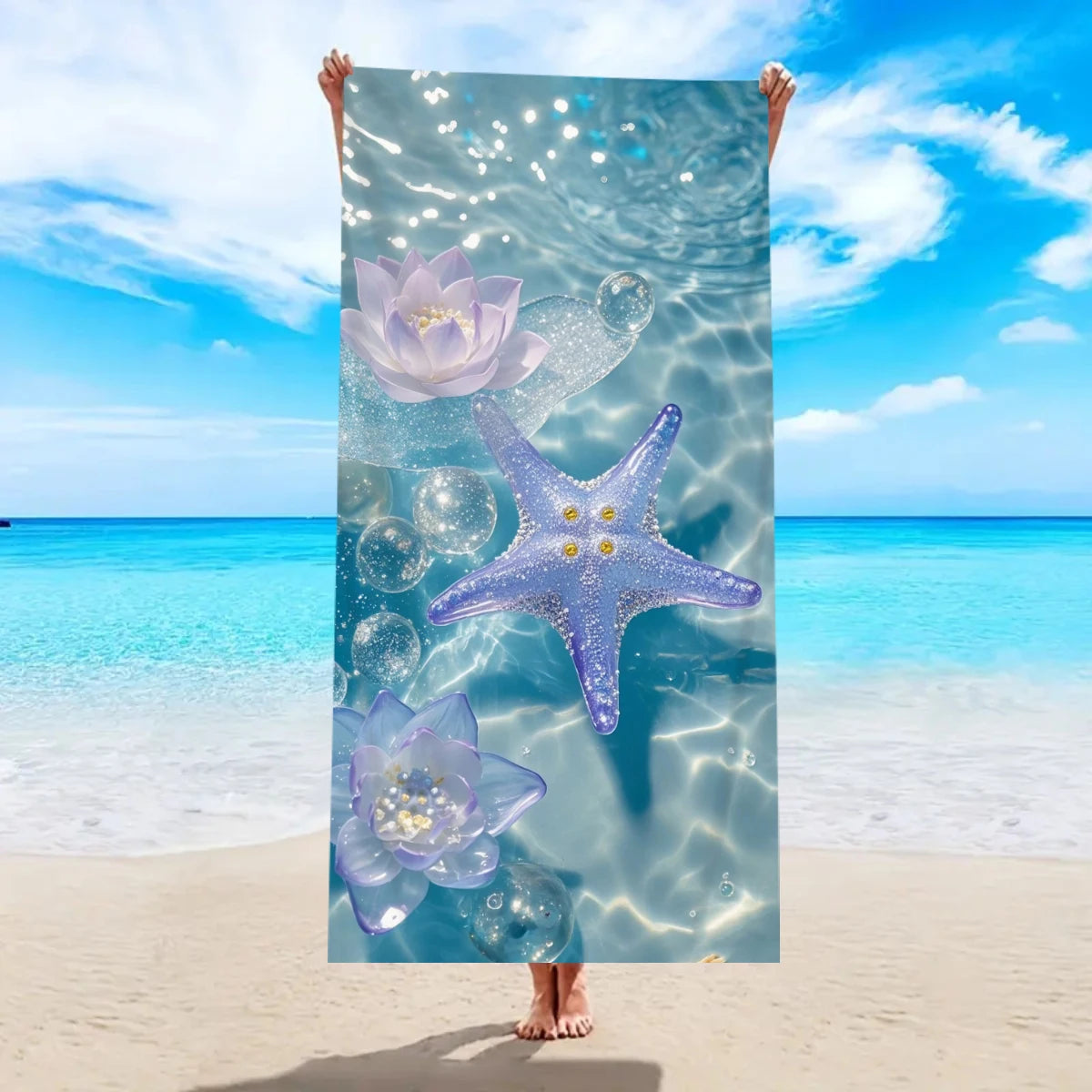 Strandtuch mit Ozean-Motiv – Schnell Trocknendes Mikrofaser Handtuch | Multifunktionales Handtuch für Sport, Schwimmen & Fitness