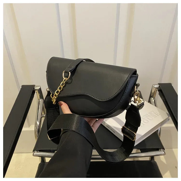 Damen Vintage Doppelriemen Schultertasche – Einfarbige PU Leder Crossbody Handtasche & Geldbörse