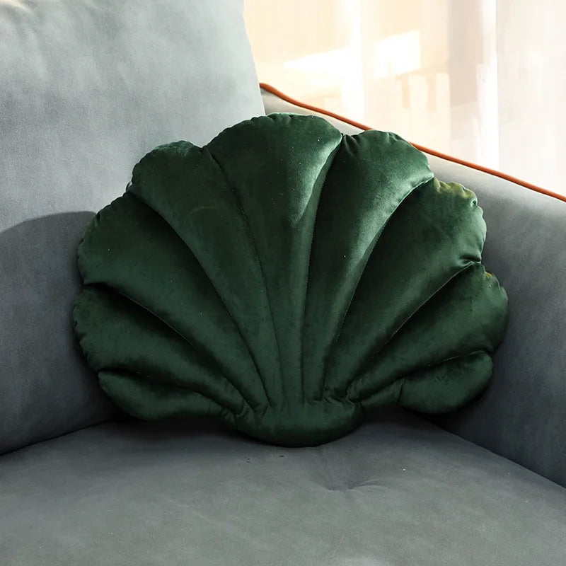 Velours Kissen mit Füllung für Wohnkultur | Sofa Kissen mit Muschel Design | Geschenk | 32x25cm Kaufschwan®