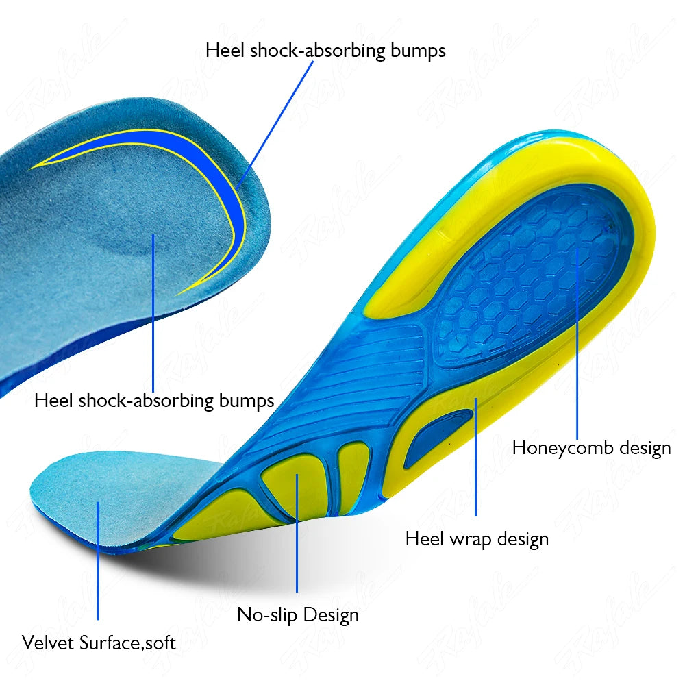 Silikon Gel Sport Einlegesohlen | Rutschfeste Orthopädische Schuhsohlen mit Stoßdämpfung & Fußmassage für Damen und Herren Kaufschwan®