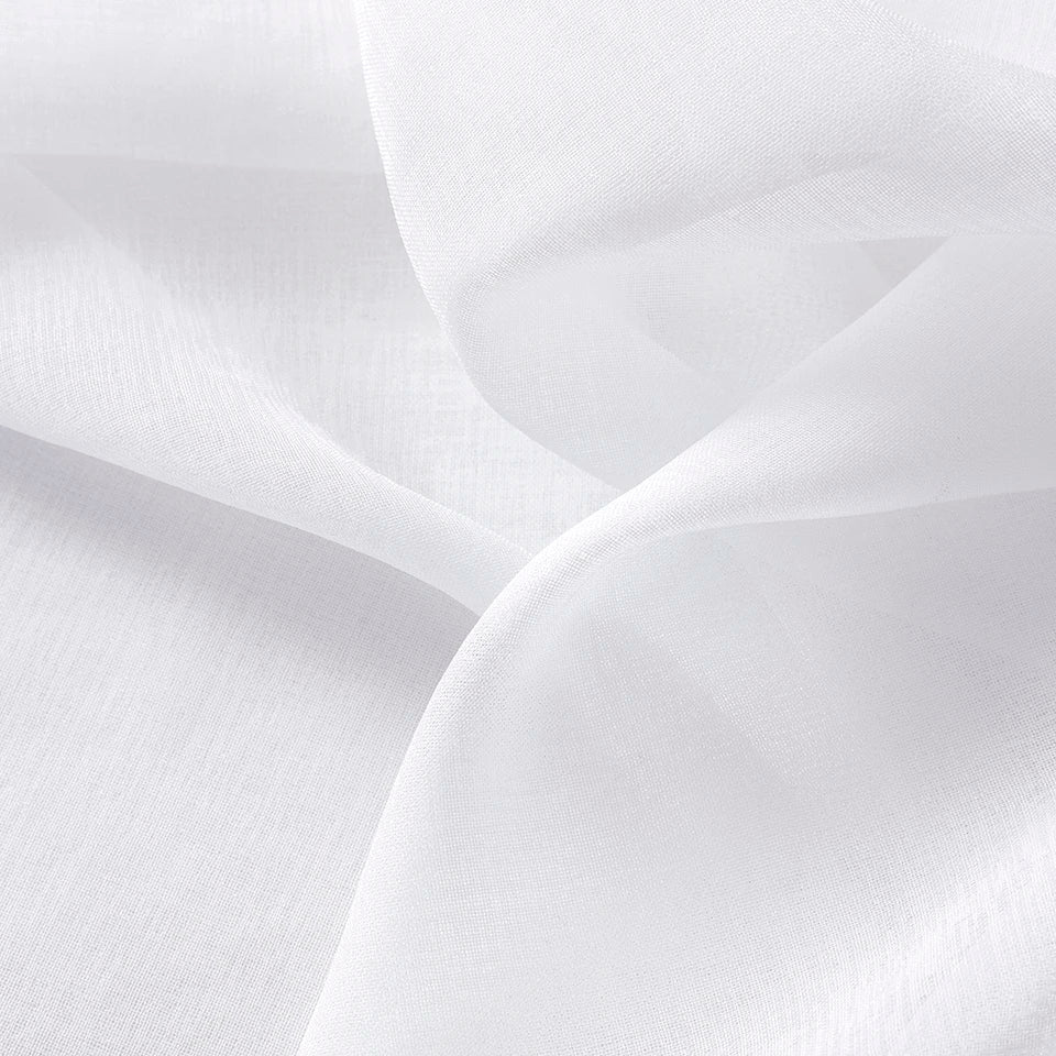 Kurzer Weißer Bestickter Spitzen Transparenter Vorhang Tüll Voile für Küche Schlafzimmer Fenster Kaufschwan®