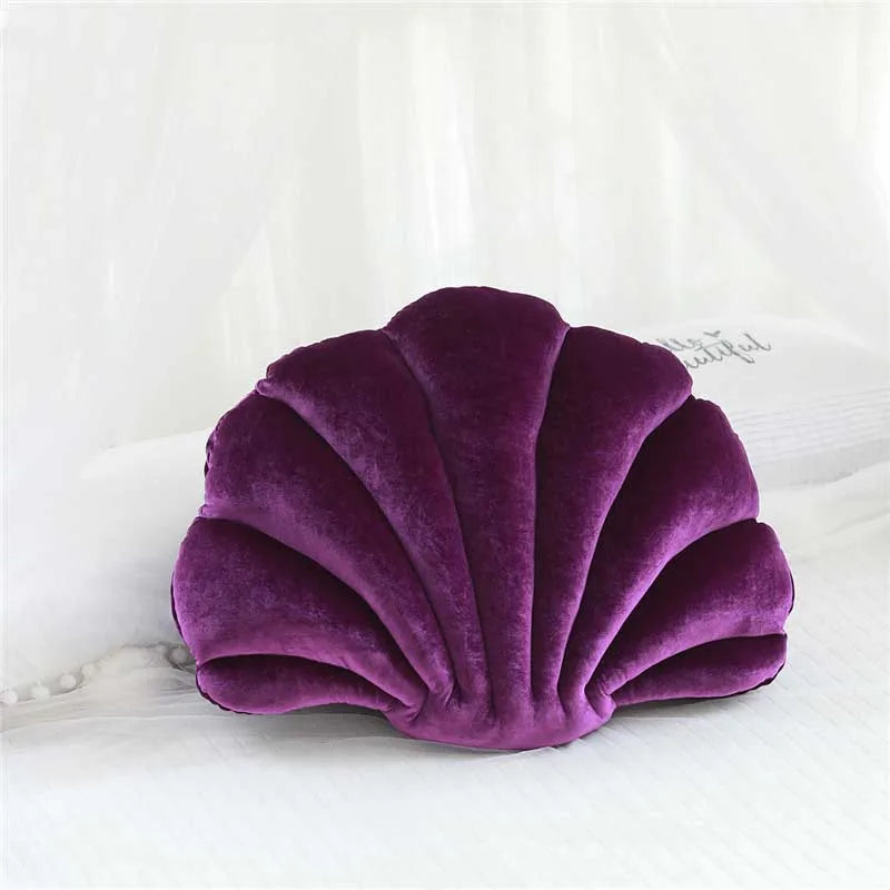 Velours Kissen mit Füllung für Wohnkultur | Sofa Kissen mit Muschel Design | Geschenk | 32x25cm Kaufschwan®