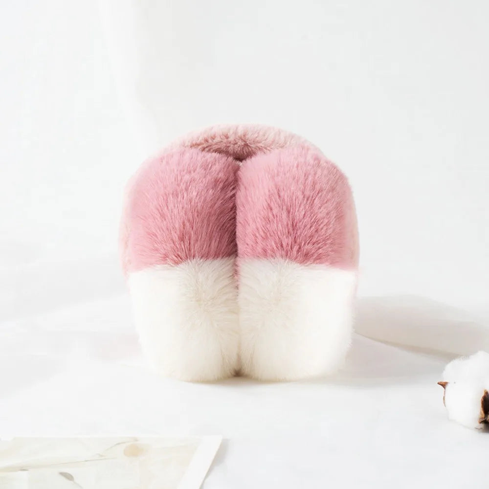 Modische Kunstfell Ohrwärmer in Bonbonfarben – Dicke Faltbare Plüsch Ohrklappen | Weiche Winter Accessoires für Damen & Mädchen Kaufschwan® Rosa
