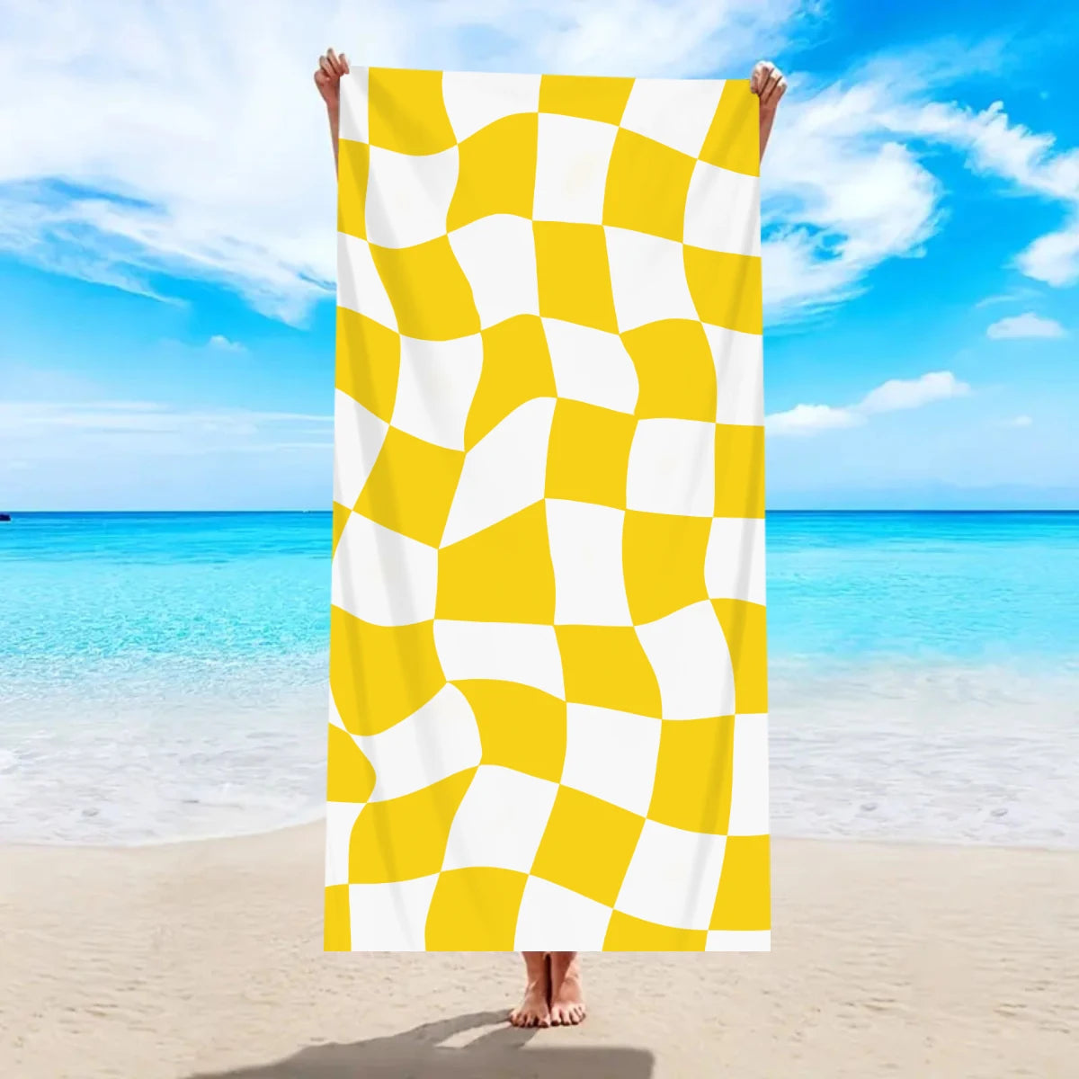Modisches Kariertes Strandtuch – Schnell Trocknend & Saugfähig | Großes Mikrofaser Handtuch in Mehreren Farben für Strand & Reisen
