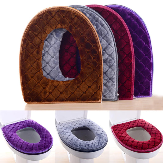Weiche WC-Sitzauflage – Warmer Plüsch-Toilettensitzbezug für Winter | Waschbarer O-förmiger WC-Deckel (37cm × 44cm) Kaufschwan®
