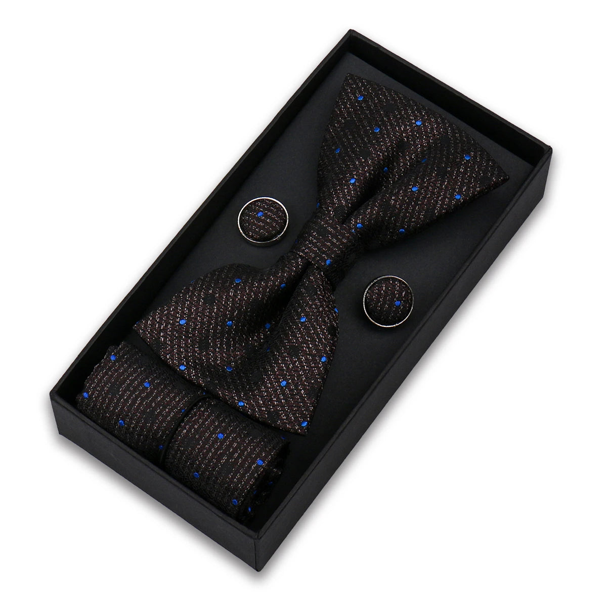 Herren Fliegen-Set – 3-teiliges Geschenkset mit Fliege, Einstecktuch & Manschettenknöpfen | Elegantes Rotes Accessoire für Business & Hochzeit
