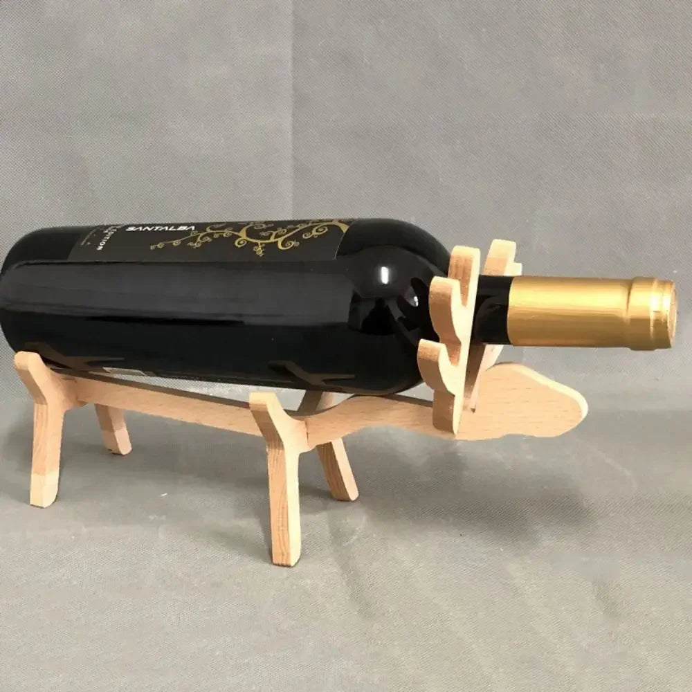 Niedlicher Schweinchen Weinflaschenhalter aus Holz – Kreativer Tier-Flaschenständer | Dekoratives Geschenk für Weinliebhaber & Partys