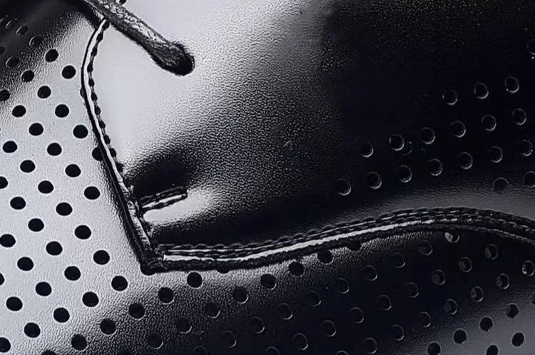 Herren Sommer-Businessschuhe mit Lochdesign – Runde Spitze & Schnürung | Atmungsaktive Elegante Lederschuhe für Büro & Anlass Kaufschwan®