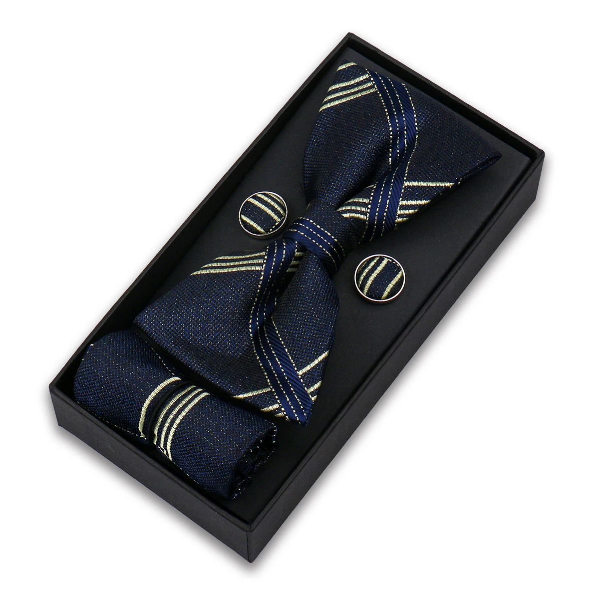 Herren Fliegen-Set – 3-teiliges Geschenkset mit Fliege, Einstecktuch & Manschettenknöpfen | Elegantes Rotes Accessoire für Business & Hochzeit
