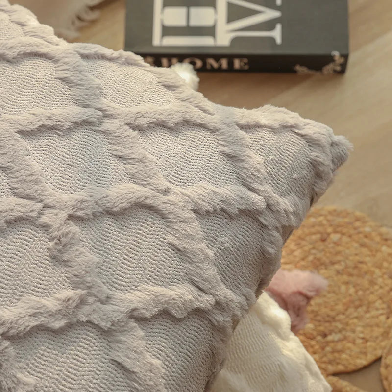 Weiche Plüsch-Wollkissenbezüge | Luxus Stil Kissenhüllen | Europäische Dekoration für Sofa & Schlafzimmer | Creme & Khaki Weihnachten Kaufschwan®