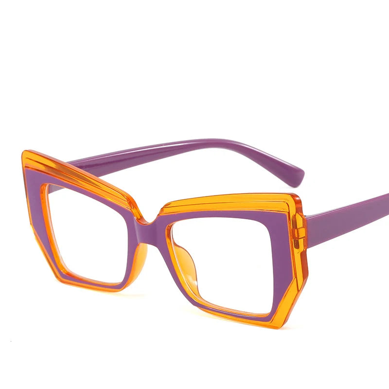 Computer Glasses Frame Women Men Anti Blue Light Polygon Special-Shaped Eyewear Blocking Glasses Optical Spectacle Eyeglass Kaufschwan® Multi Orange