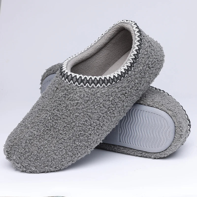 Winter-Hausschuhe für Damen | Warme Modische Flache Schuhe | Rutschfeste & Verschleißfeste Outdoor-Slipper Kaufschwan® Grau 43