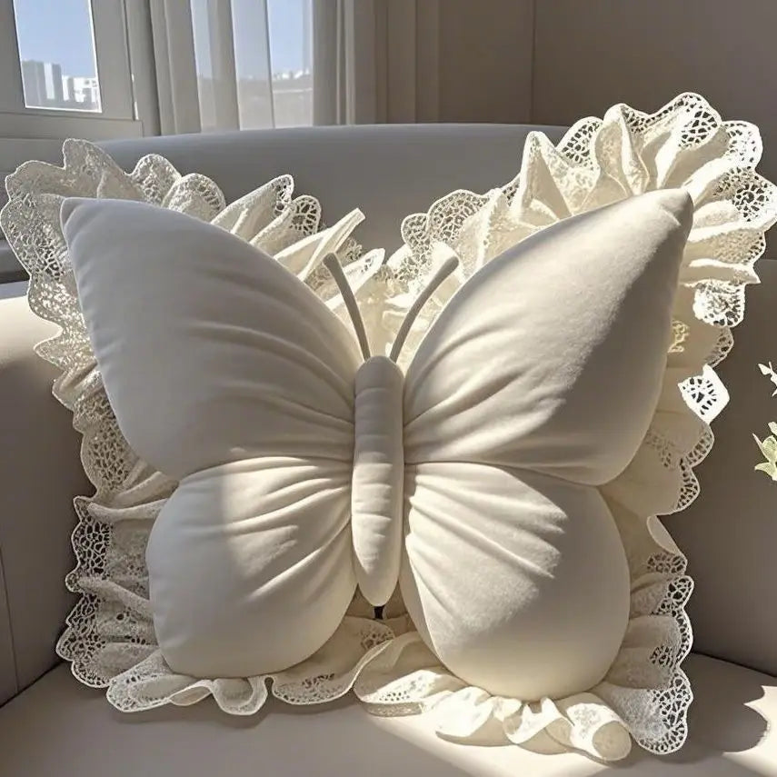 Süßes Prinzessin Schmetterling Kissen | Büro, Wohnzimmer, Schlafzimmer, Auto Sofa Kissen | Schleifen-Dekor Beschreibung: Kaufschwan® Weiß 55x50cm