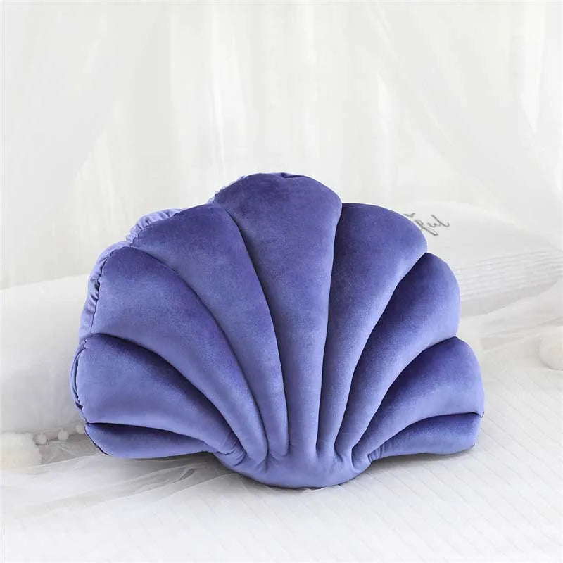 Velours Kissen mit Füllung für Wohnkultur | Sofa Kissen mit Muschel Design | Geschenk | 32x25cm