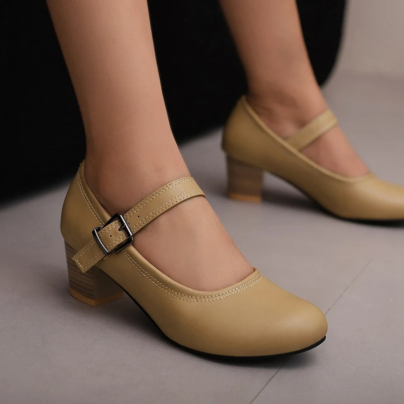 Damen Pumps mit Blockabsatz – Runde Spitze & 5 cm Absatz | Elegante Business-Schuhe für Büro & Karriere Kaufschwan®
