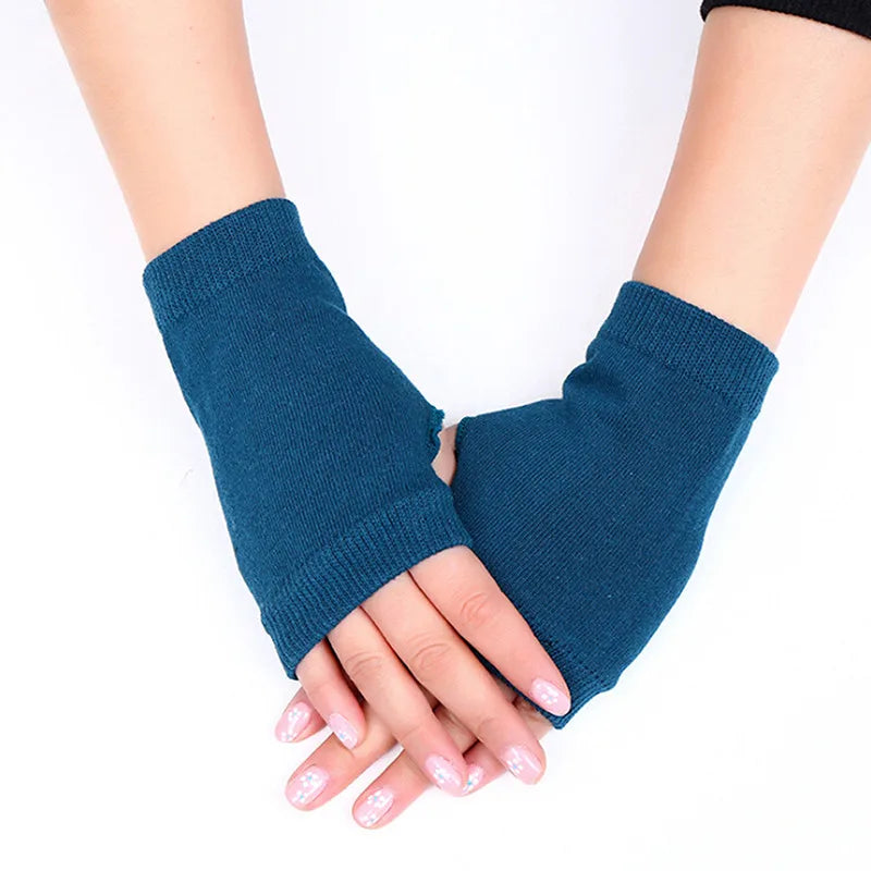Damen Stylische Handwärmer – Fingerlose Strickhandschuhe | Winter Armwärmer mit Zopfmuster aus Kunstwolle Kaufschwan® Tiefgrün