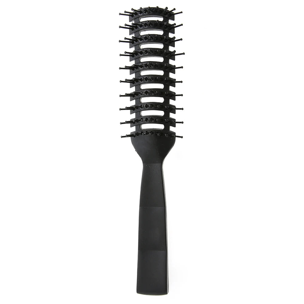 Professioneller Antistatischer Haarkamm – Schwarzer Rippengriffs Massage-Haarbürste | Styling-Tool für Damen & Herren