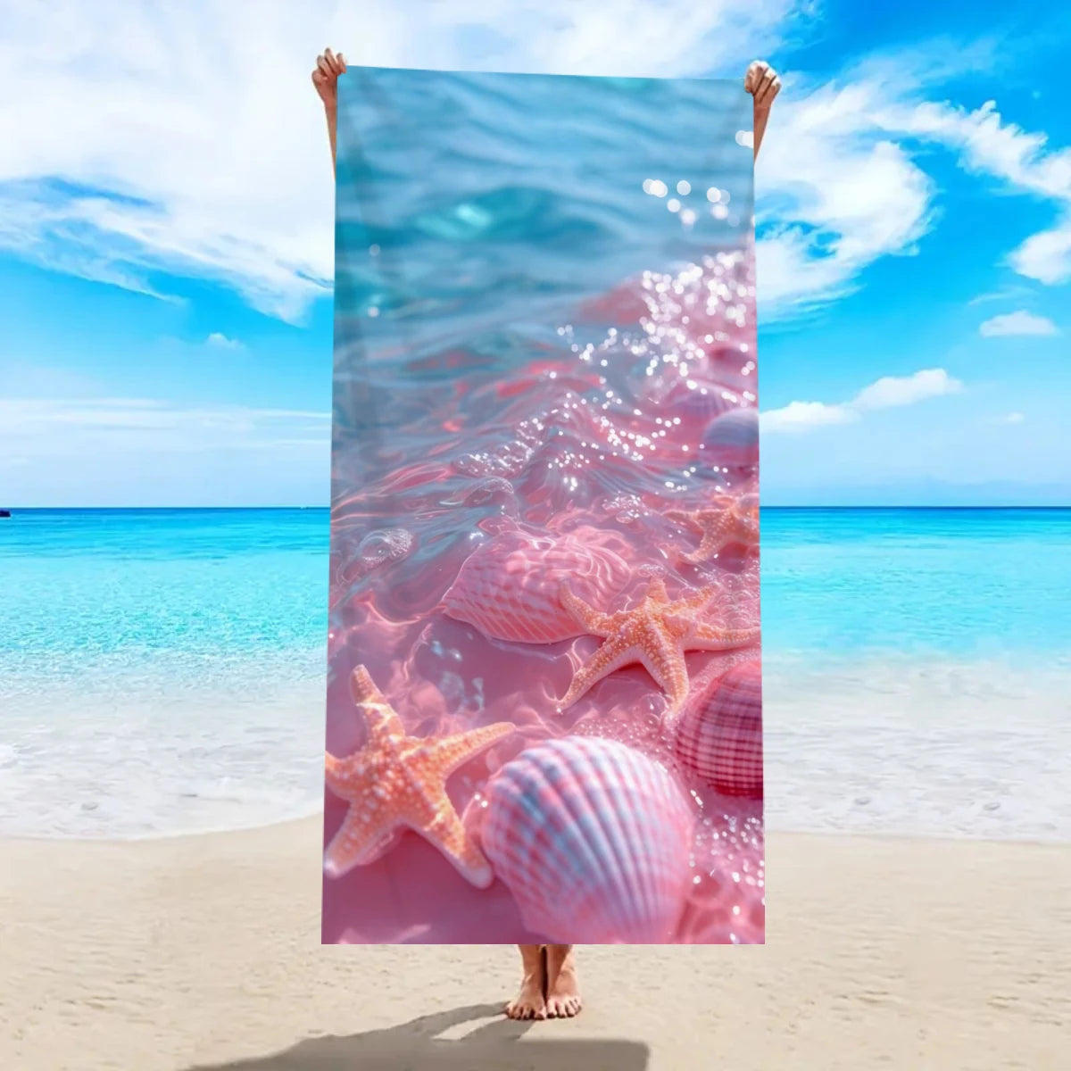 Strandtuch mit Ozean-Motiv – Schnell Trocknendes Mikrofaser Handtuch | Multifunktionales Handtuch für Sport, Schwimmen & Fitness