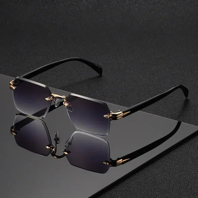 Randlose Rechteckige Sonnenbrille – Kleine Eckige Sonnenbrille für Damen und Herren, ideal für Sommer, Reisen und Alltag Kaufschwan® Lila