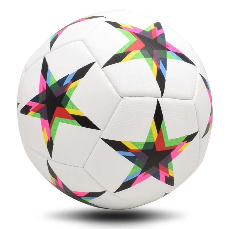 Professioneller Fußball Größe 5 – Hochwertiger Weicher PU Fußball | Outdoor Sport, Liga & Trainingsspiel Kaufschwan® Farbiger Stern