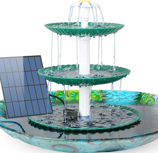3-Stufiges Vogelbad mit 3,5W Solarpumpe – DIY Solar-Brunnen | Abnehmbares Wasserspiel für Garten & Dekoration Kaufschwan®