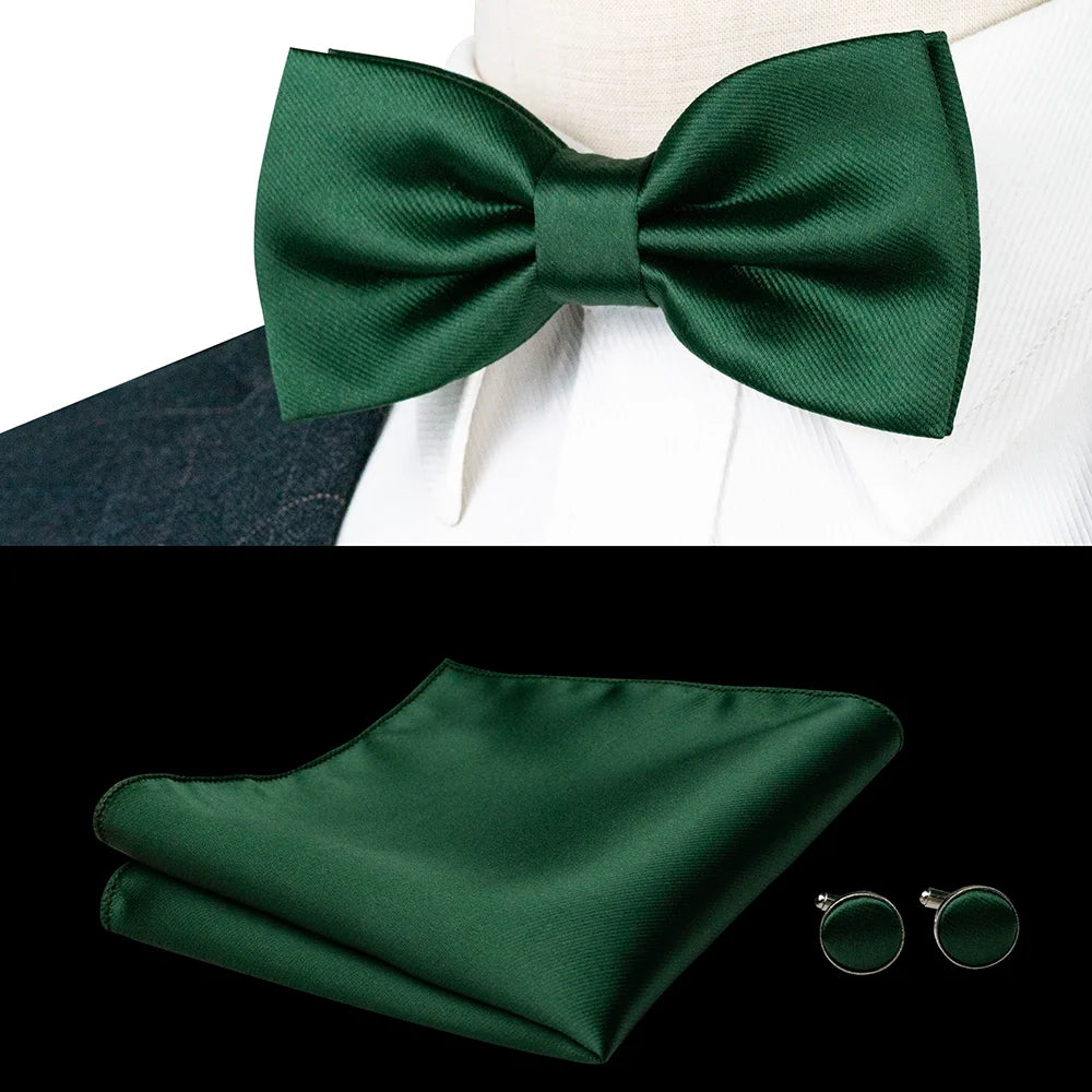 Herren Satin-Fliegen-Set – Elegante Fliege mit Manschettenknöpfen & Einstecktuch | Glänzendes Accessoire für Business & Hochzeit Kaufschwan®