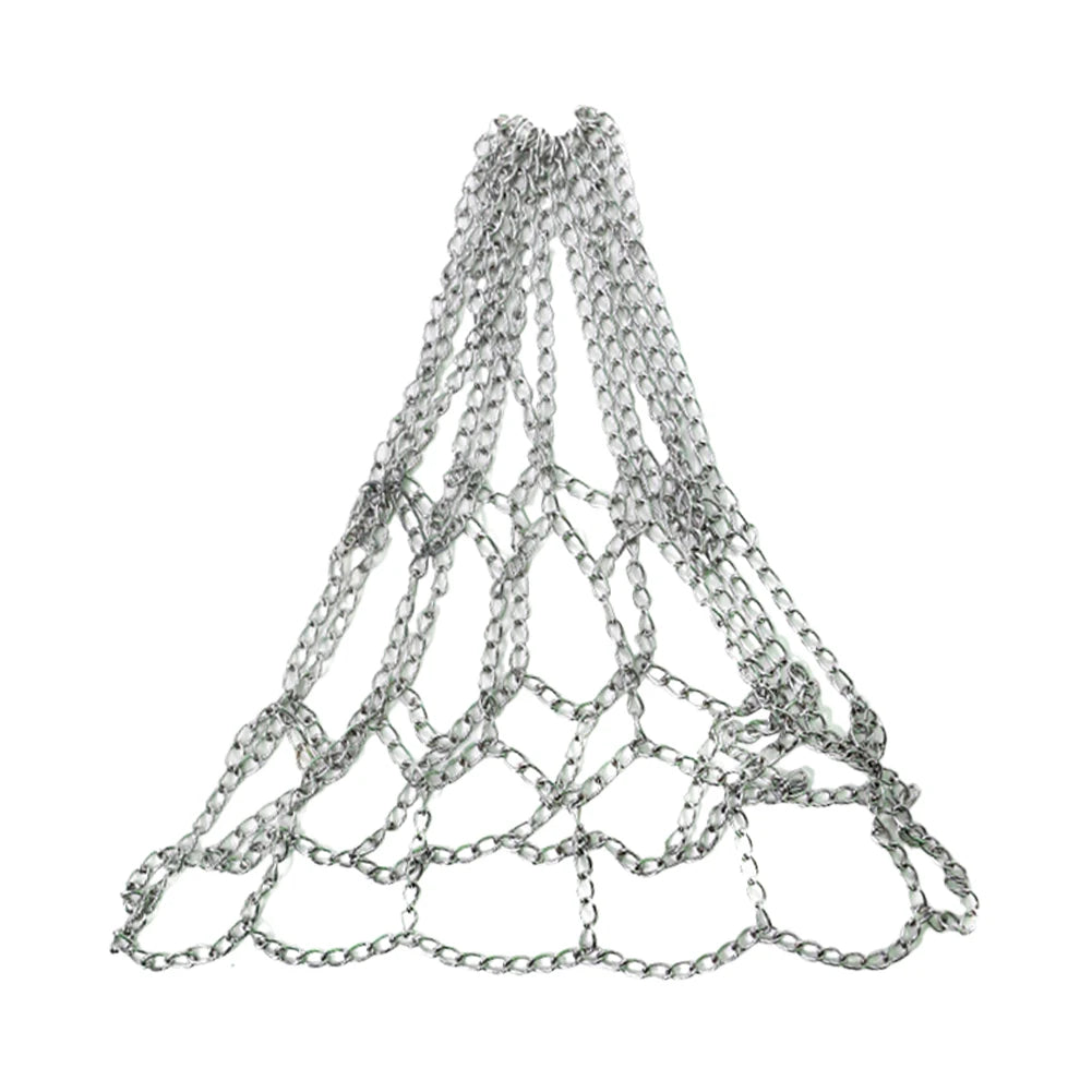 Rostfreies Metall Basketballnetz – Strapazierfähiges Verzinktes Eisen Kettennetz | Outdoor Basketball Korb Ersatznetz Kaufschwan® Silber