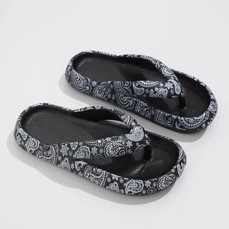 Damen Sommer Flip-Flops mit Leopardenmuster | Weiche Dicksohlen-Cloud-Slipper | Strandsandalen für Urlaub & Reisen Kaufschwan® Muster 7 44-45