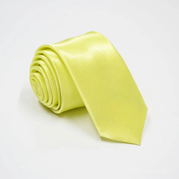Herren Schmale Krawatte – 38 Farben Polyester-Krawatte | Elegante Einfarbige Cravate für Business, Büro & Formelle Anlässe Kaufschwan® Hellgelb